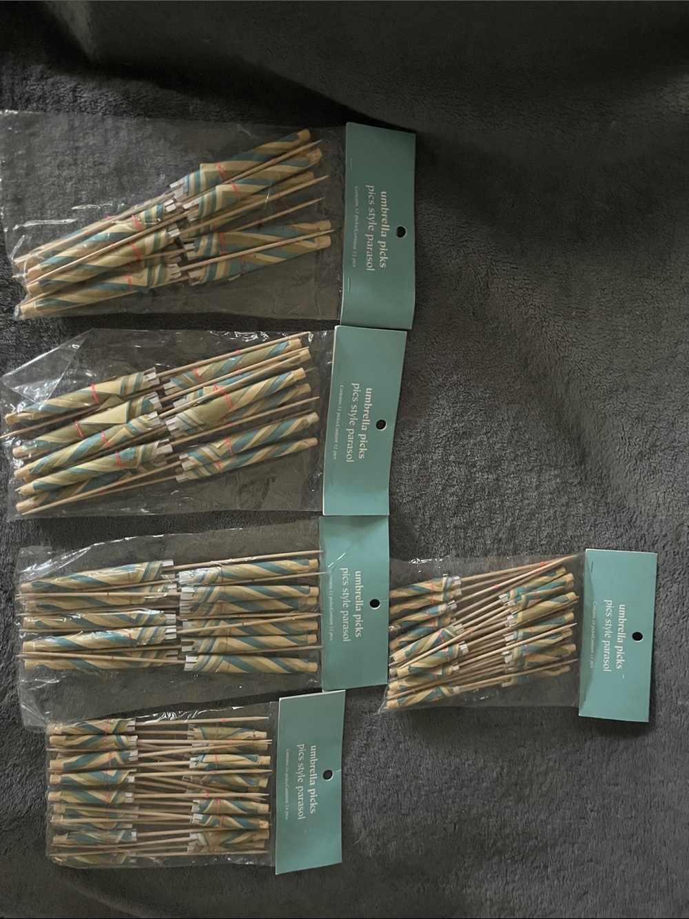Pier 1 Decorative Paper Cocktail Umbrellas in Aqua, Tan and Red Accents